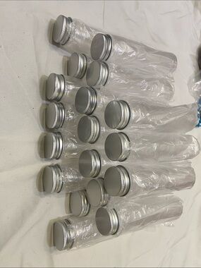 Set of 18 Clear Plastic Craft Tube Bottles with Screw Caps